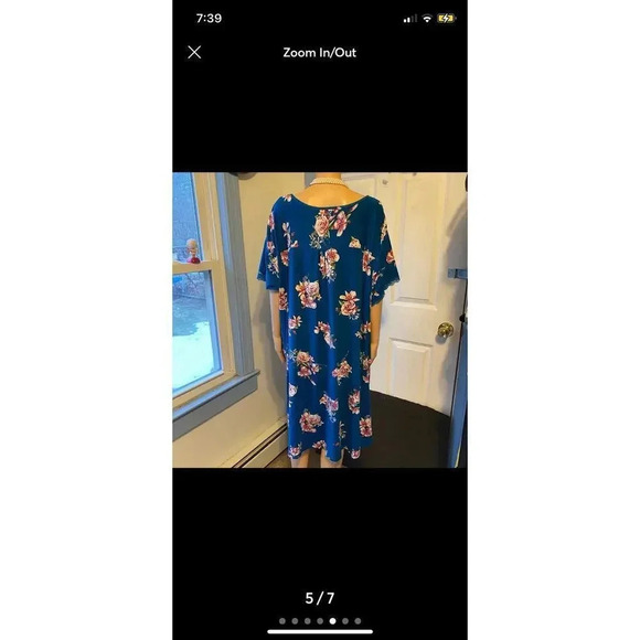 Floral Print Casual Stretchy Gown Mid Length Dress Women Plus Size 3X - Picture 5 of 7